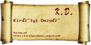 Királyi Dezső névjegykártya